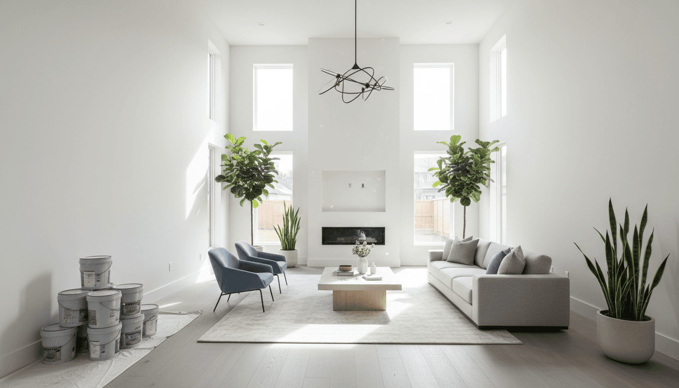 modern interior finishing new house bright living room fresh paint
